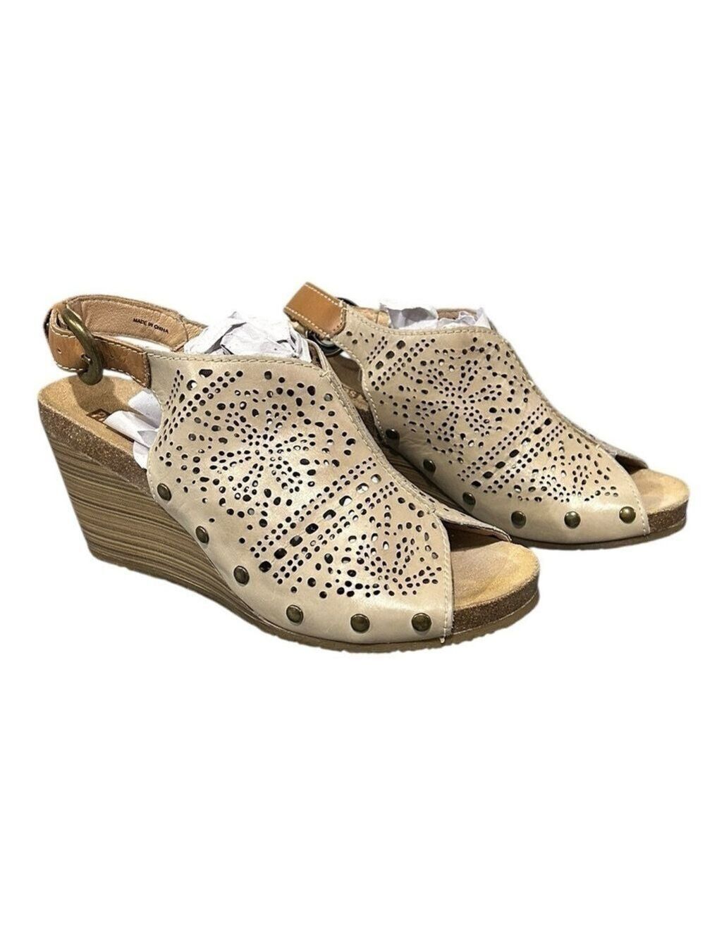 PIKOLINOS Benissa Wedge Slingback Peep Toe Sandals Smoke Natural EU40 US9.5 VGC